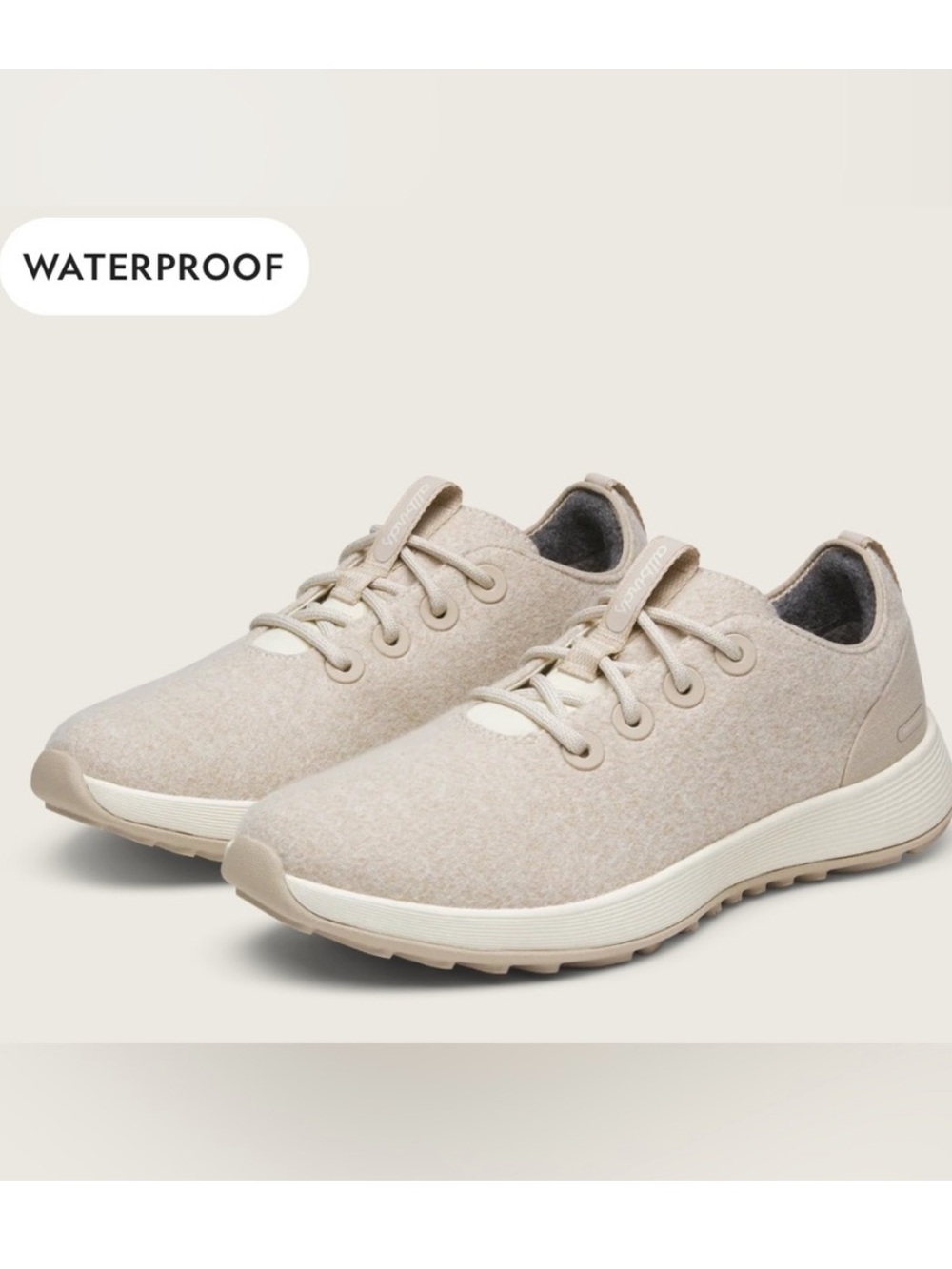 Allbirds Wool Runner NZ Waterproof Sneakers - Tan/Cream/Off White Size 7.5